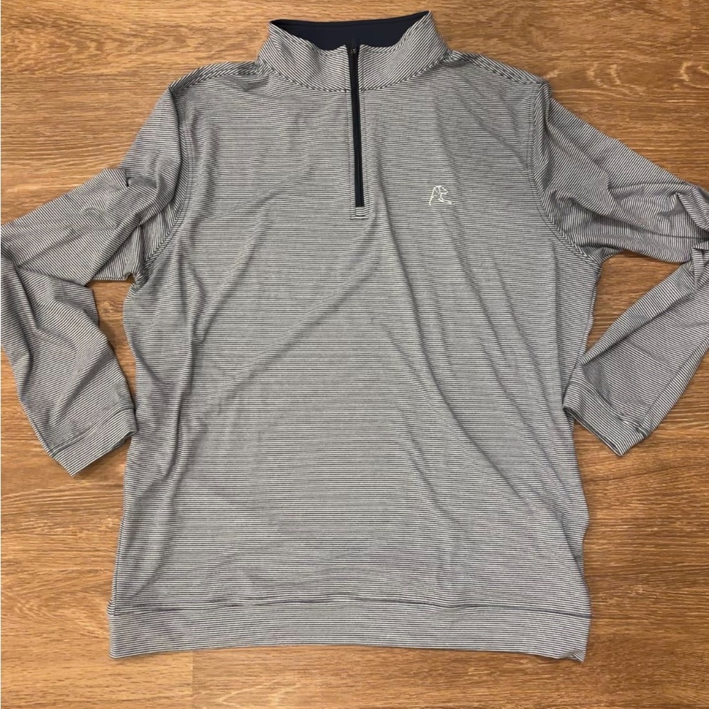 Rhoback Navy & White Microstripe Quarter Zip
